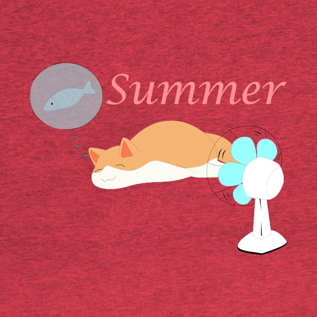 Cat taking a nap in summer by Flow Na